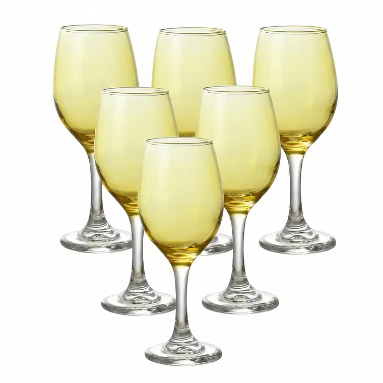 JUEGO DE 6 COPAS AGUA 420 ML - PATA TRANSP. CALIZ AMARILLO 1