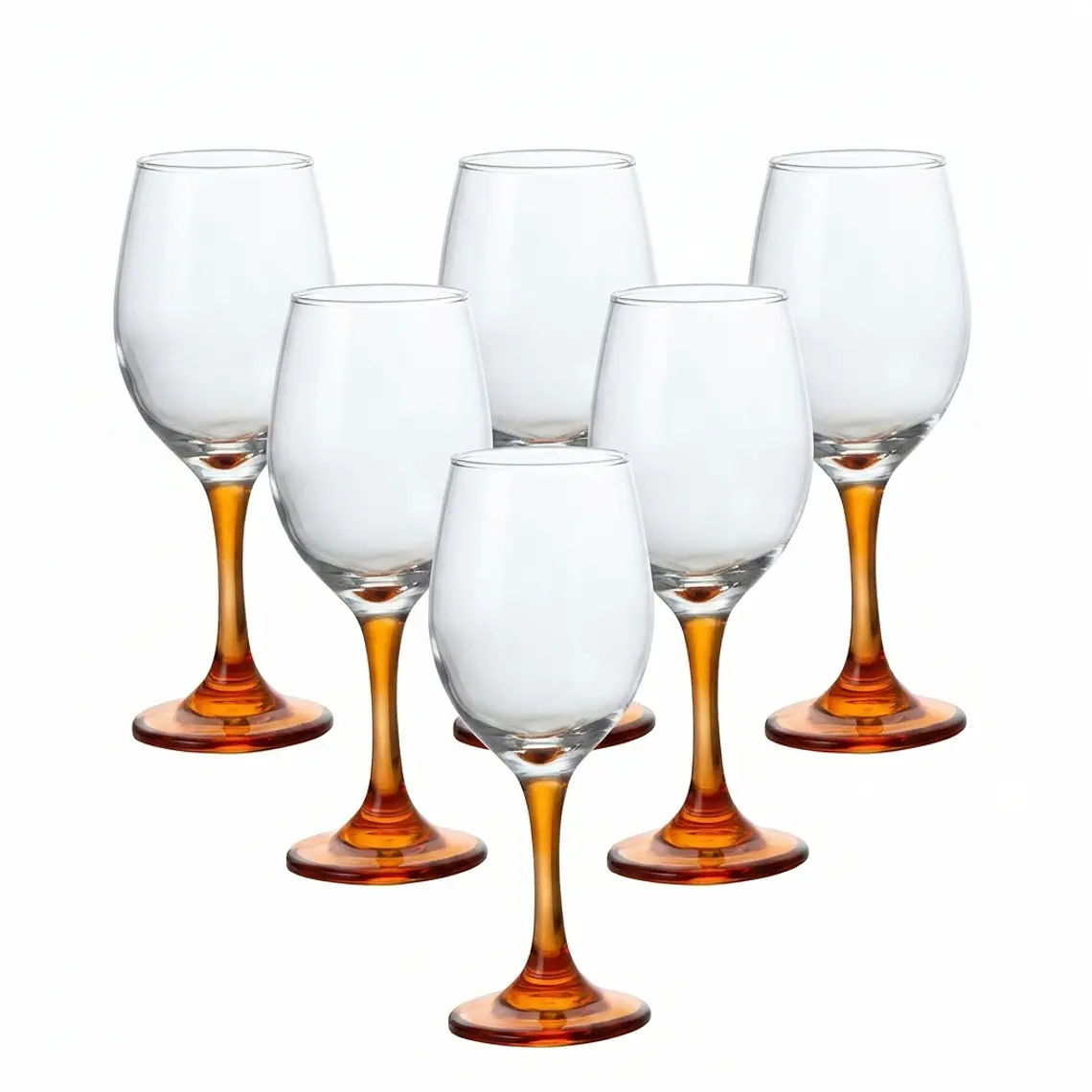JUEGO DE 6 COPAS AGUA PATA NARANJA CALIZ - 420 ML 1