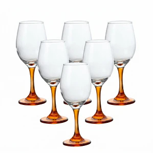 JUEGO DE 6 COPAS AGUA PATA NARANJA CALIZ - 420 ML