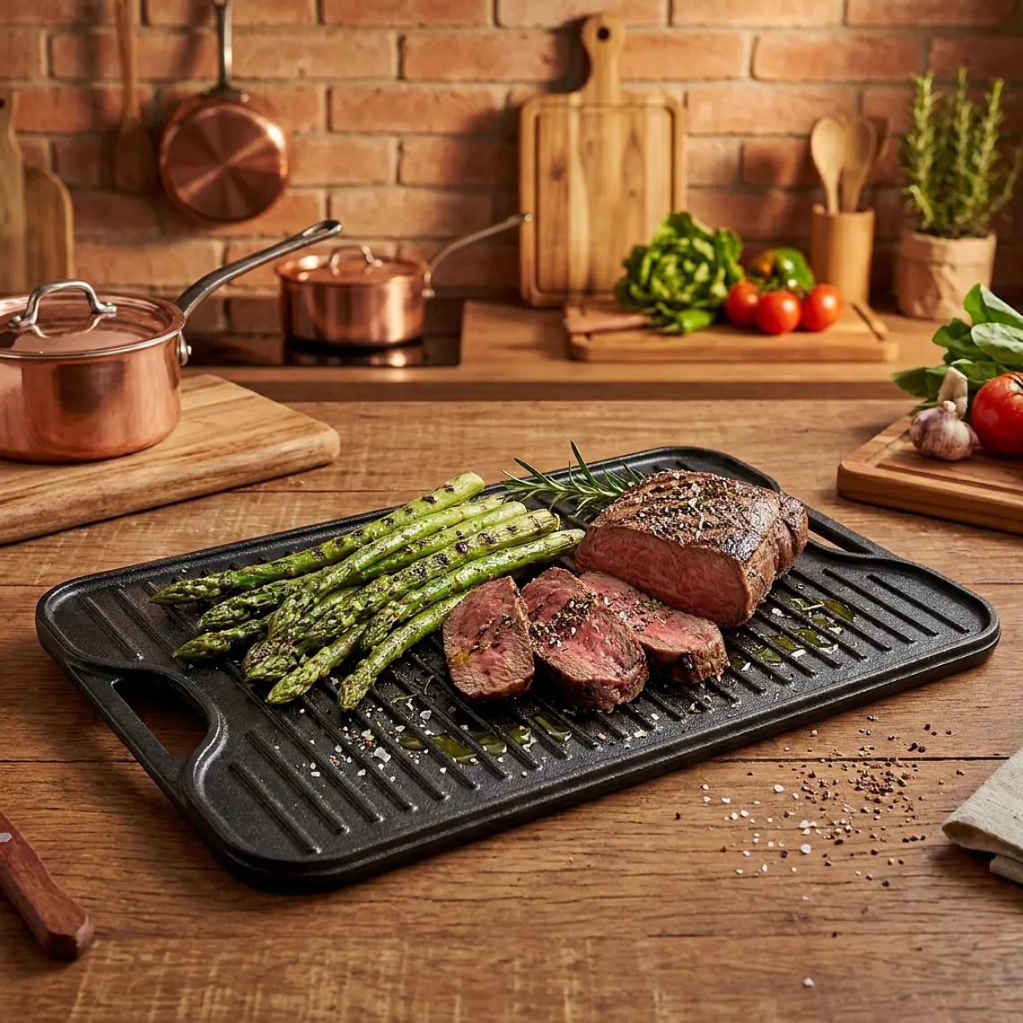 PLANCHA ASADORA PRECURADA REVERSIBLE RECTANG (50 X 35) CM 3