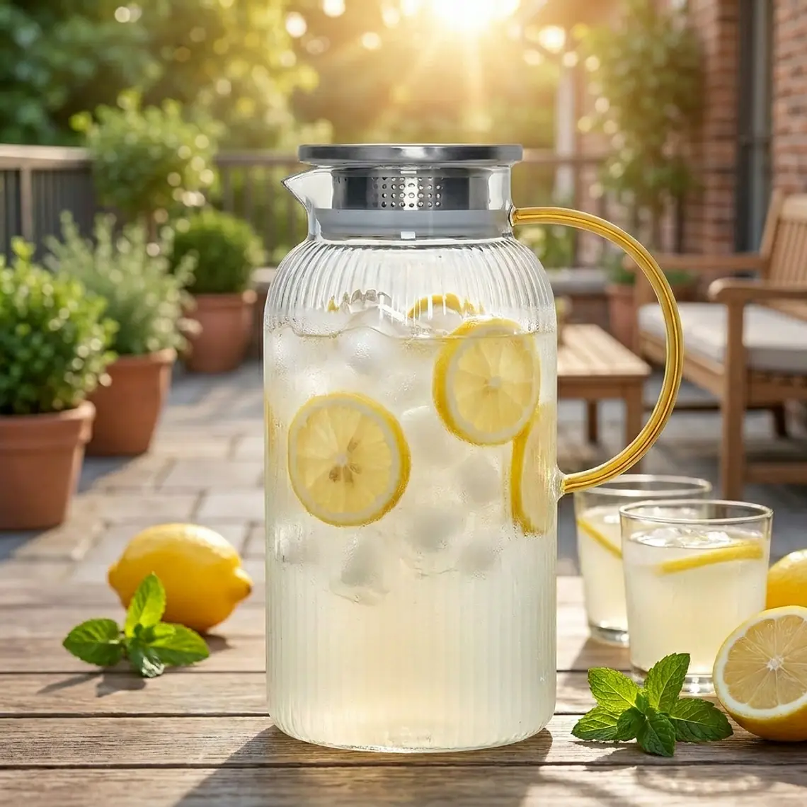 JARRA DE BOROSILICATO C/TAPA ACERO (1.8 L) 2