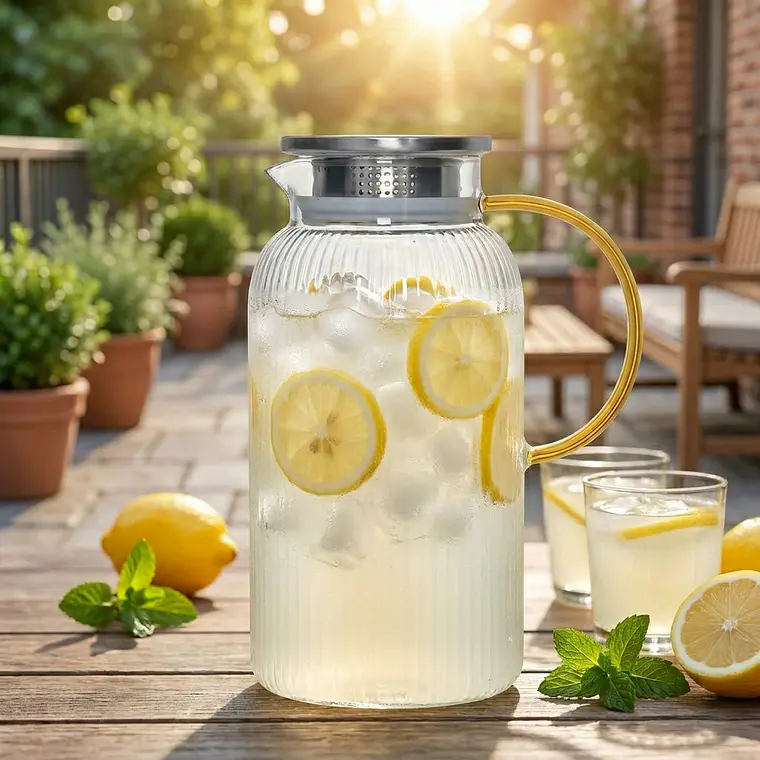 JARRA DE BOROSILICATO C/TAPA ACERO (1.8 L) 2