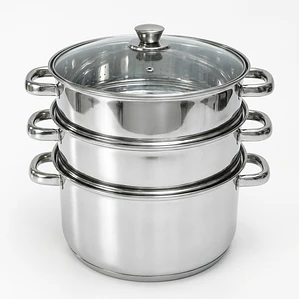 VAPORERA C/TAPA VIDRIO 3 NIV. - 24 CM
