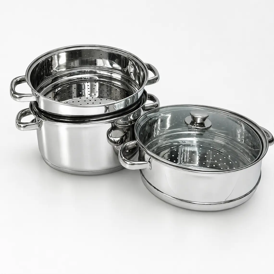 VAPORERA C/TAPA VIDRIO 3 NIV. - 24 CM 2