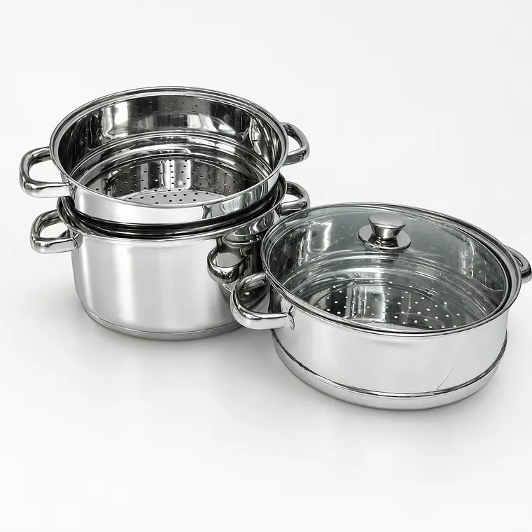 VAPORERA C/TAPA VIDRIO 3 NIV. - 24 CM 2