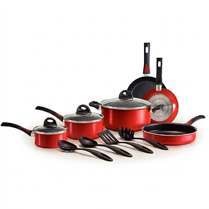 JUEGO 13 PIEZAS BATERIA COCINA EVERYDAY ROJO (C14+C18+O24+S20+S25+SR25+UTX4)