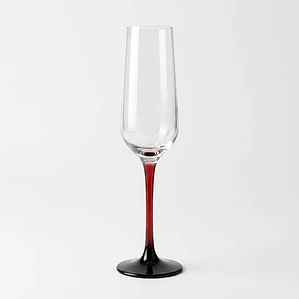 JUEGO DE 6 PZAS COPA CHAMPAGNE TALLO ROJO - 250 ML