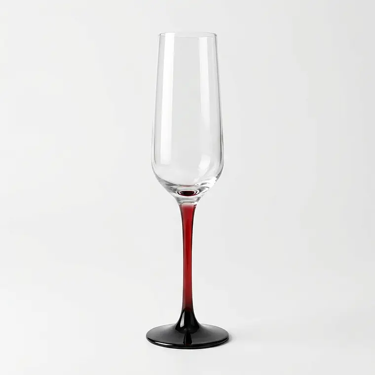 JUEGO DE 6 PZAS COPA CHAMPAGNE TALLO ROJO - 250 ML 1