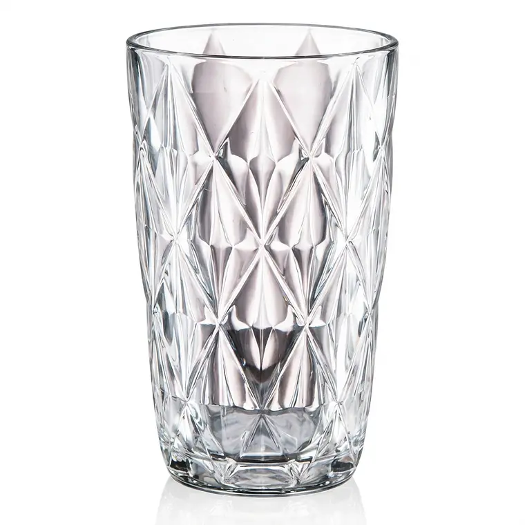 JUEGO DE 6 VASOS ALTO LABRADO PRISMA - 370 ML  1