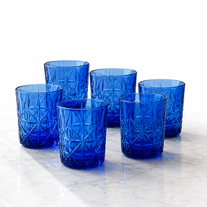 JUEGO DE 6 VASOS LABRADO AZUL - 315ML