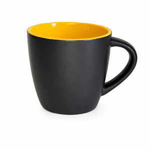 JARRO CILINDRICO MATE NEGRO INT. AMARILLO - 354 ML