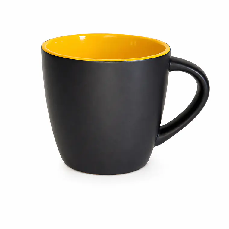 JARRO CILINDRICO MATE NEGRO INT. AMARILLO - 354 ML 1