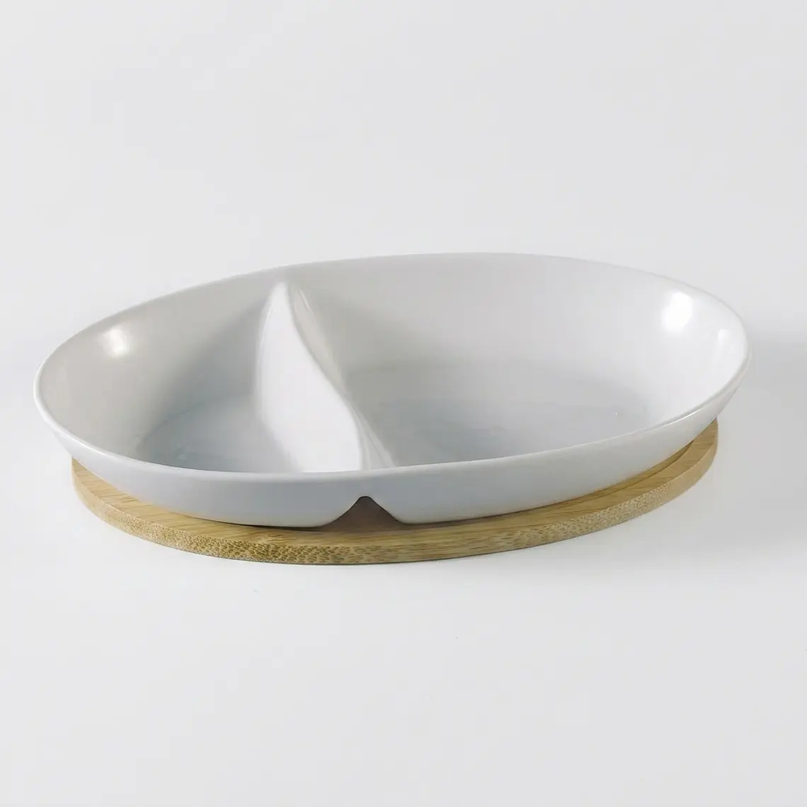 PLATO P/PIQUEO OVALADO C/DIVISION C/EST. - (20 X 12 X 3) CM 1