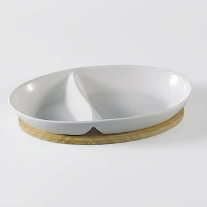 PLATO P/PIQUEO OVALADO C/DIVISION C/EST. - (20 X 12 X 3) CM