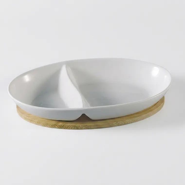 PLATO P/PIQUEO OVALADO C/DIVISION C/EST. - (20 X 12 X 3) CM 1