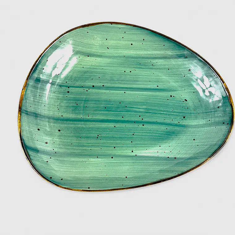 PLATO TENDIDO ARUBA ESCALONADO VERDE B/DORADO (30.5 x 25 x 3) CM 1
