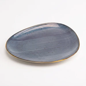PLATO TENDIDO ARUBA AZUL ESCALONADO B/DORADO (25 x 20 x 2.5) CM