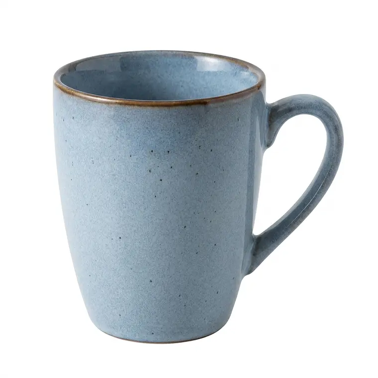 JARRO GLASEADO CELESTE BORDE MARRON - 325 ML 1