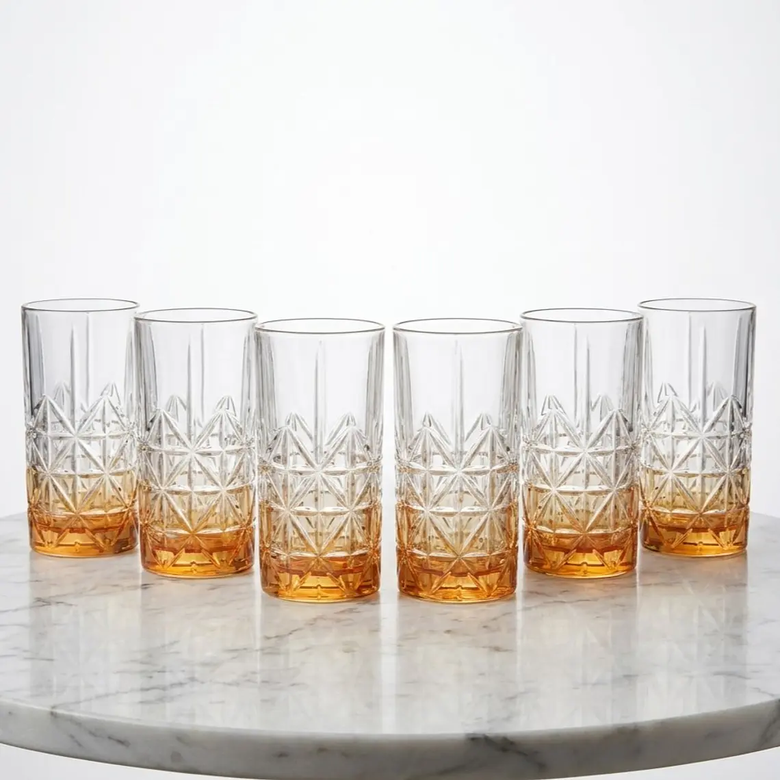 JUEGO 6 VASOS ALTO LABRADO NARANJA - 400ML 1