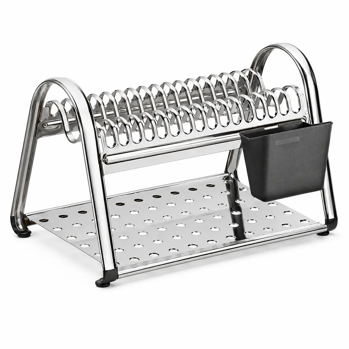 ESCURREPLATOS ACERO C/PORTA CUB.NEGRO 1