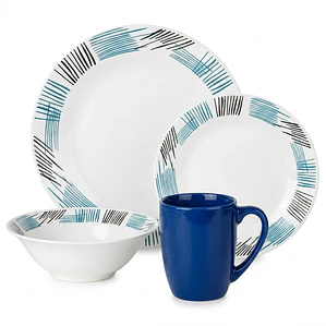 JUEGO DE 16 PIEZAS VAJILLA PORCELANA TRAZZOS (P.10.5