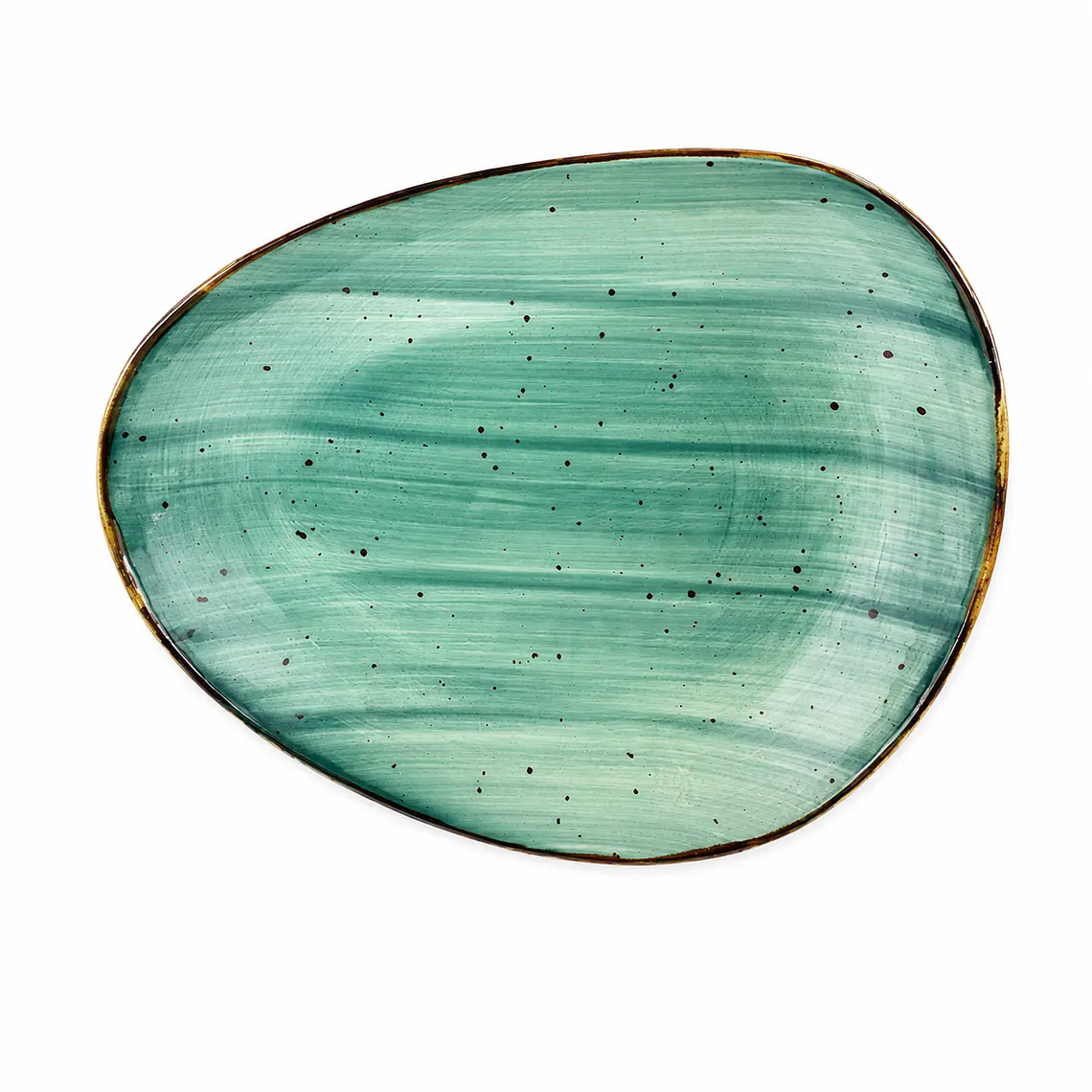 PLATO TENDIDO ARUBA ESCALONADO VERDE BORDE DORADO (25x 20 x 2.5) CM 1