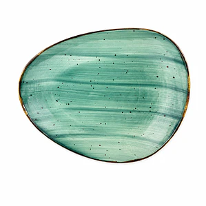 PLATO TENDIDO ARUBA ESCALONADO VERDE BORDE DORADO (25x 20 x 2.5) CM