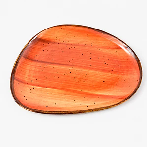 PLATO TENDIDO ARUBA ESCALONADO TERRACOTA BORDE DORADO (25x20x2.5) CM