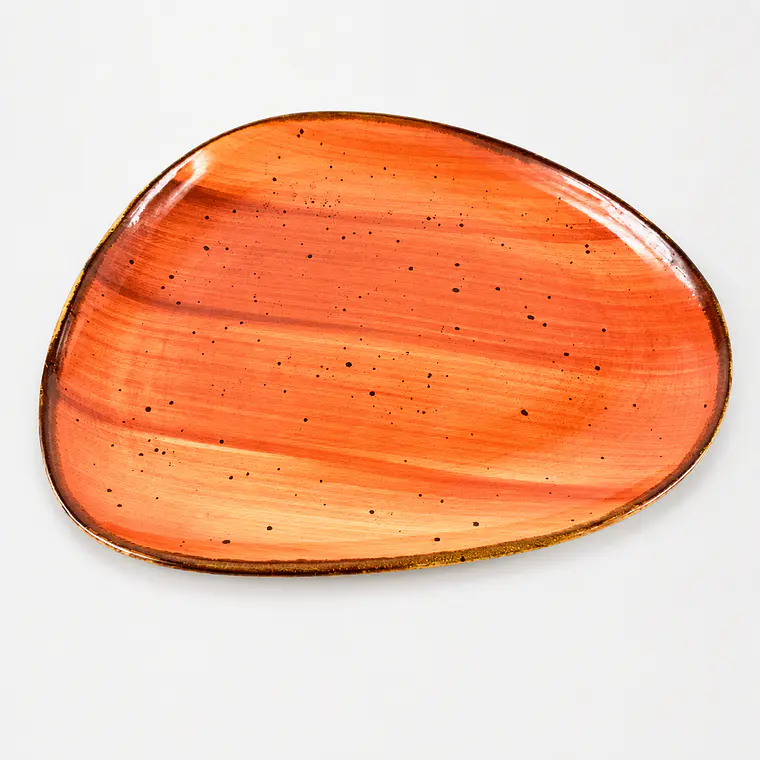 PLATO TENDIDO ARUBA ESCALONADO TERRACOTA BORDE DORADO (30.5x25x3) CM 1
