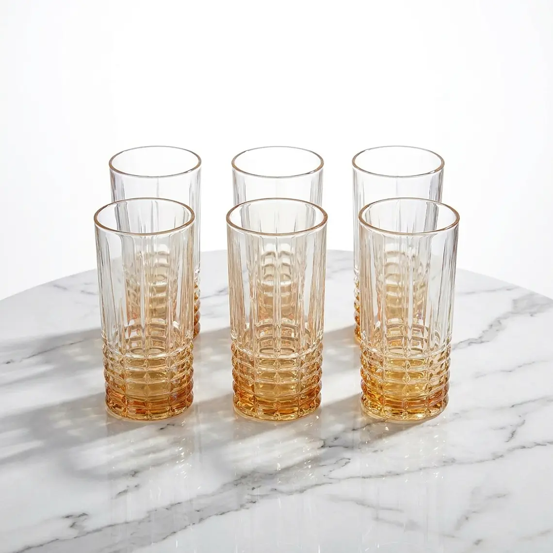 JUEGO 6 VASOS ALTO LABRADO NARANJA - 400ML 1