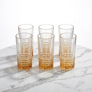 JUEGO 6 VASOS ALTO LABRADO NARANJA - 400ML