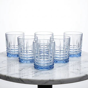JUEGO DE 6 VASOS BAJO LABRADO AZUL - 315ML