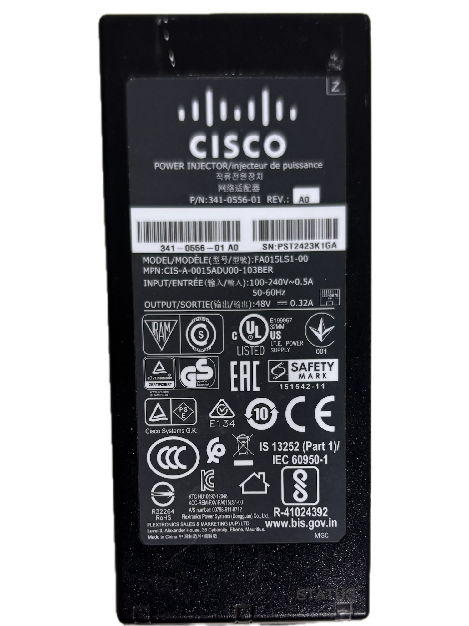 Inyector PoE Cisco Fa015LS1-00 Usado