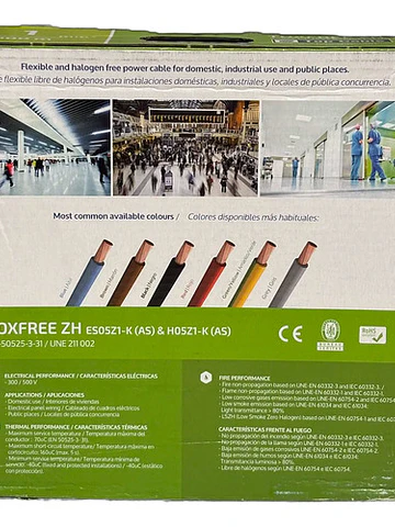 Cable Libre De Halógeno H05z1, 1 Mm2 100 Metros