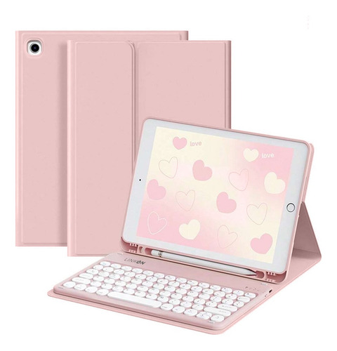 Carcasa Funda con Teclado Para iPad 7ªm 8ª y 9ª Gen 10.2" Pink