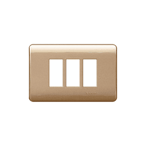 Placa 3 Puestos Genesis Dorado Schneider Pack 2 Unidades