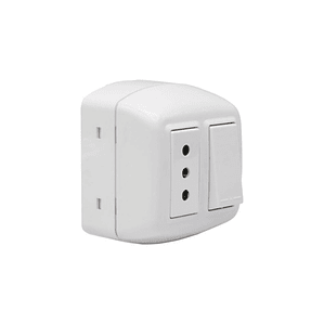 Enchufe + Interruptor Sobrepuesto Blanco Bticino Modus Plus Cal1203bn