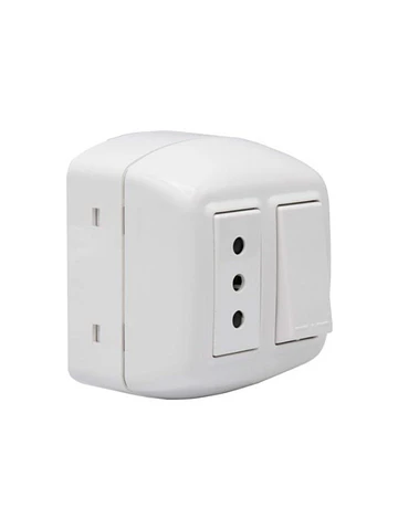 Enchufe + Interruptor Sobrepuesto Blanco Bticino Modus Plus Cal1203bn