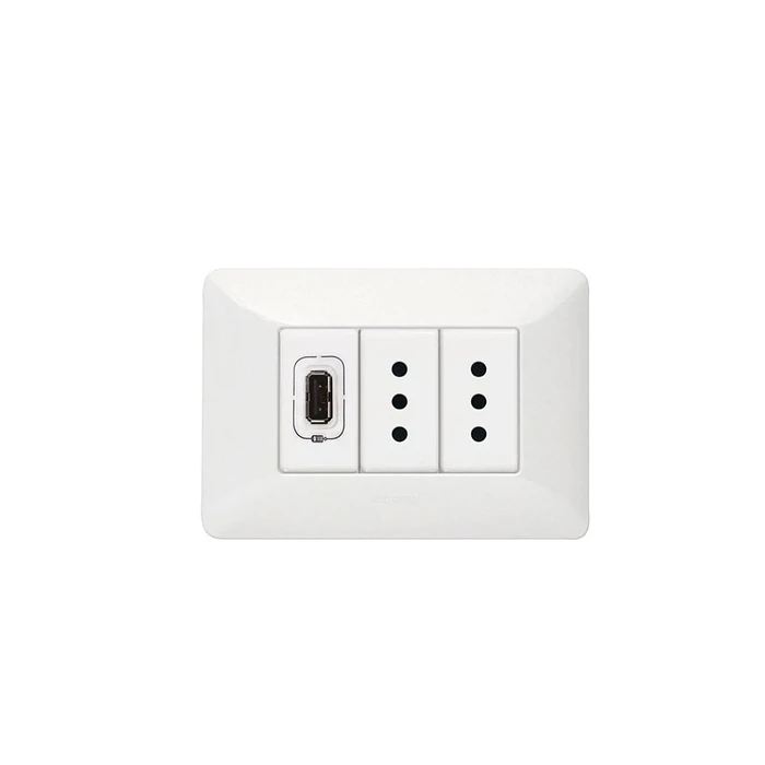 Enchufe Doble + Usb Bticino Matix Blanco Sam5285car Blanco 1
