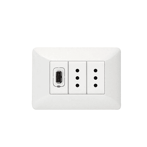Enchufe Doble + Usb Bticino Matix Blanco Sam5285car Blanco