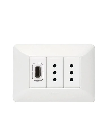 Enchufe Doble + Usb Bticino Matix Blanco Sam5285car Blanco