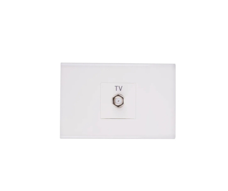 Conjunto Toma Coaxial Tv Blanco Halux Series Clio 99303