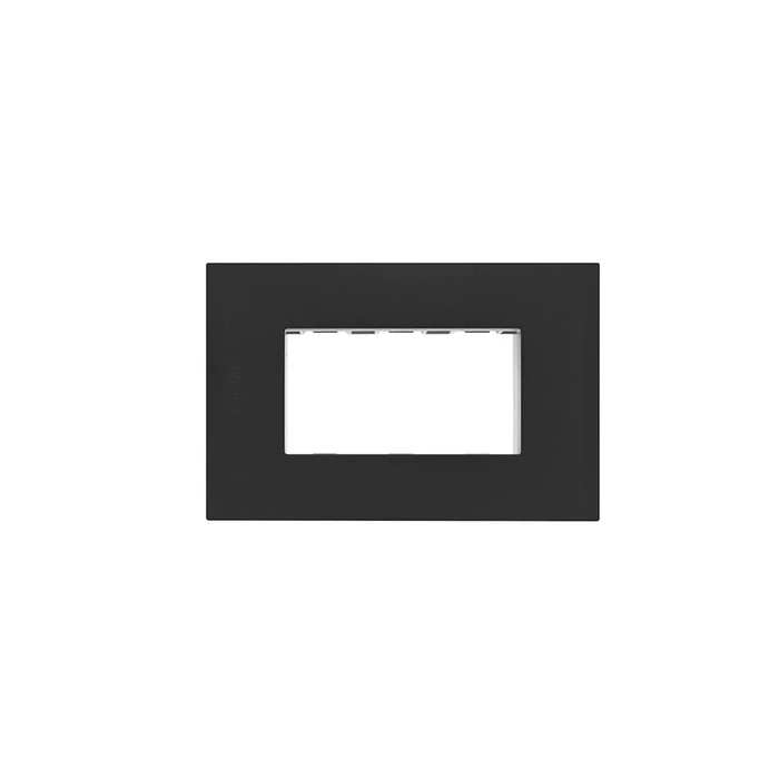 Placa 3 Modulos Bticino Nobile Black Con Soporte AF5S3NG 1