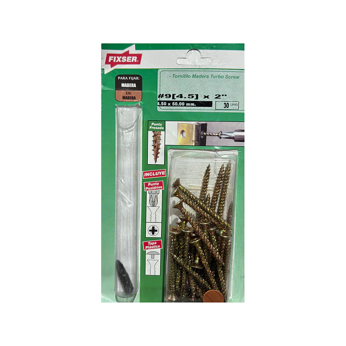 Set 30 tornillos madera turbo Screw #9(4.5) x 2