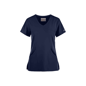 Blusa médica Reliance STRETCH estilo cruzado con 3 bolsillos para mujer