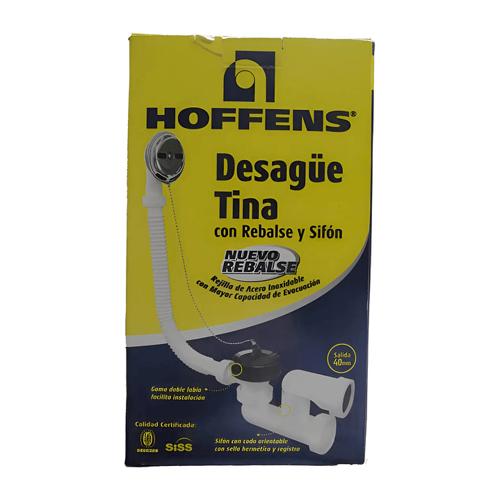 Desagüe de tina con rebalse y sifón 2