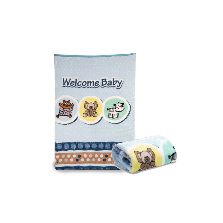 Saco bebé con broche celeste animalitos Bebesit 4