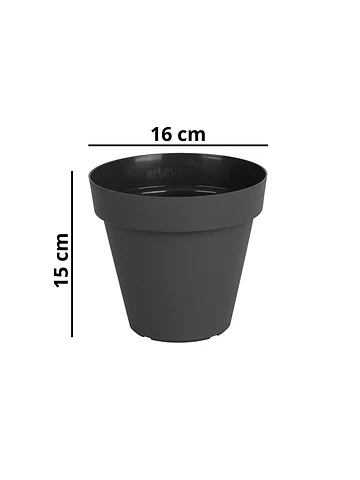 Set 3 maceteros plásticos Capri 16cm Antracita