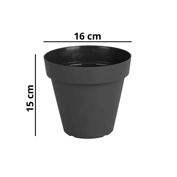 Set 3 maceteros plásticos Capri 16cm Antracita 2