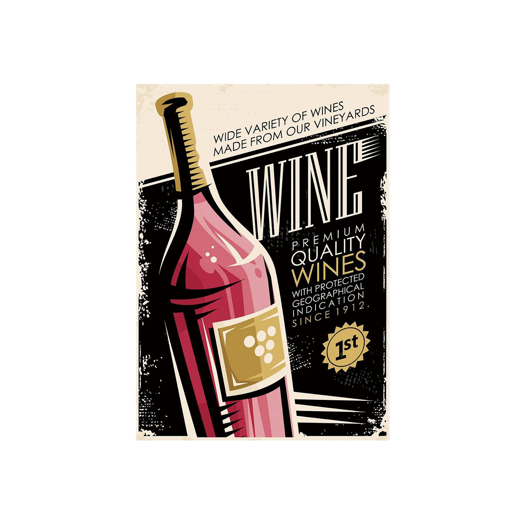 Cuadro decoración metálico 30x40 vino premium 1